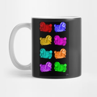 Luv Bunnies Galore - Rainbow on Black Background Mug